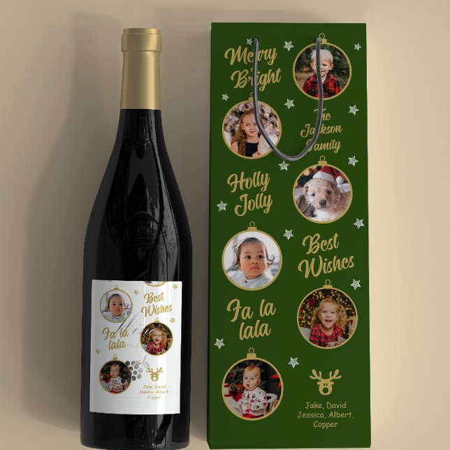 Sacola Para Vinho 6 Fotos Natal Bolhas Família Verde (Criador carregado)