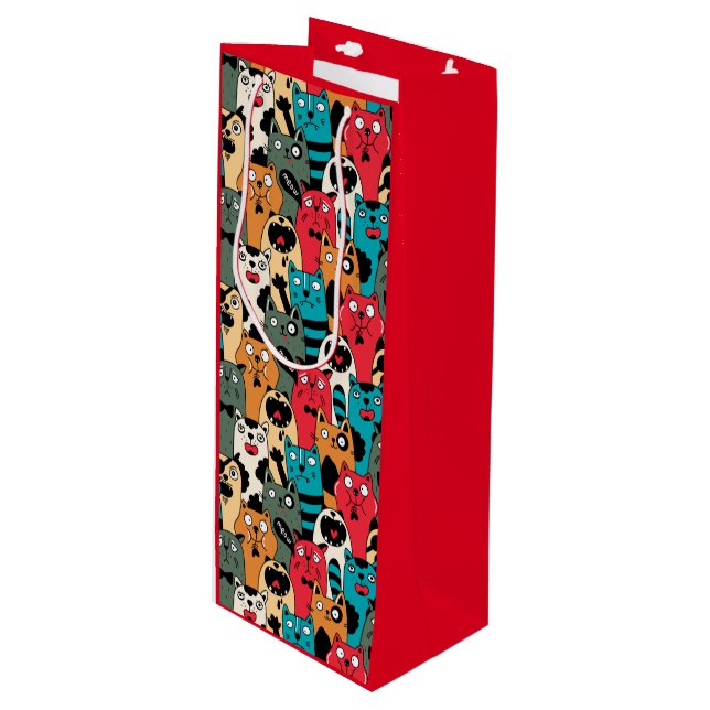 Sacola Para Vinho A multidão de gatos (Frente inclinada)