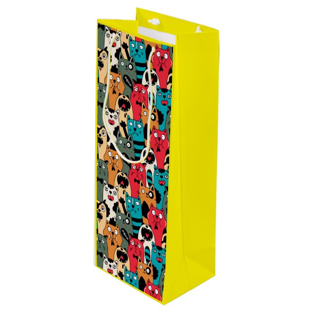 Sacola Para Vinho A multidão de gatos (Frente inclinada)