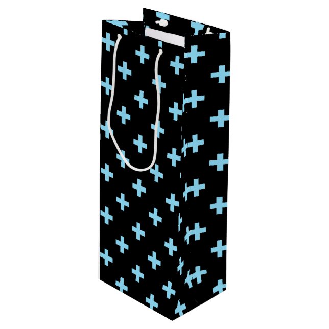 Sacola Para Vinho A polca azul-bebê cruza a preto (Frente inclinada)