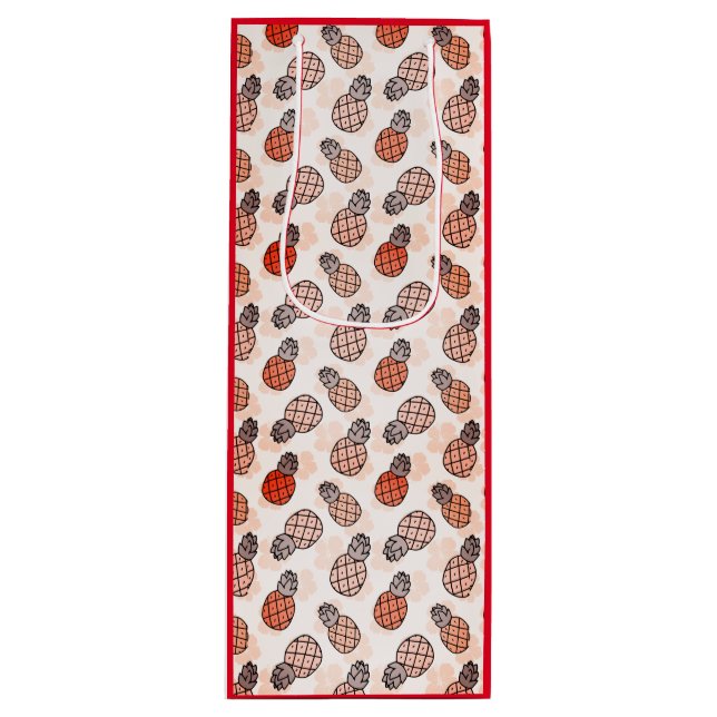 Sacola Para Vinho Abacaxi bonito com fundo vermelho (Frente)