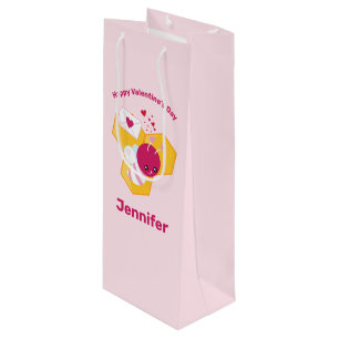 Sacola Para Vinho Abelhas bonitas com Namorados cor-de-rosa