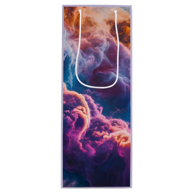 Sacola Para Vinho Abstract Space Nebula Art - Colorful Cosmic (Frente)