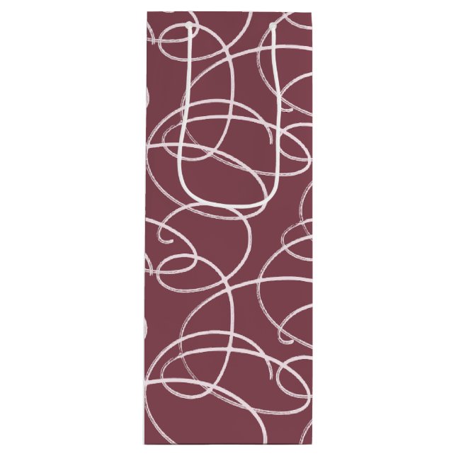 Sacola Para Vinho Abstract Swirling Vine | Modern Line Art Mauve (Frente)