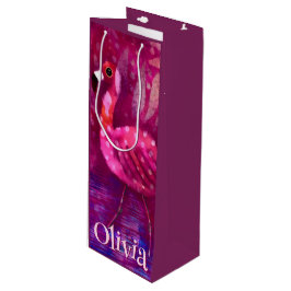 Sacola Para Vinho Abstrato cor-de-rosa-branco Flamingo personalizado