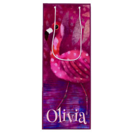 Sacola Para Vinho Abstrato cor-de-rosa-branco Flamingo personalizado