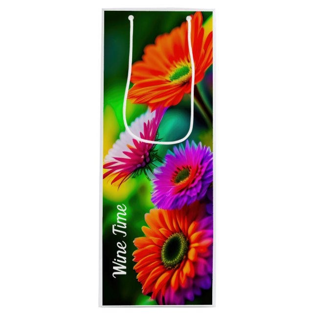 Sacola Para Vinho Abstrato floral Vinho (Frente)