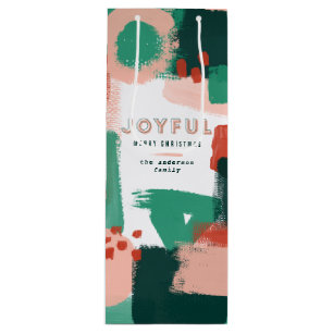 Sacola Para Vinho Abstrato gráfico moderno vermelho, rosa + verde al