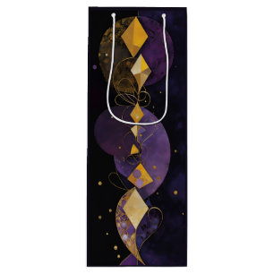 Sacola Para Vinho Abstrato Roxo e Dourado