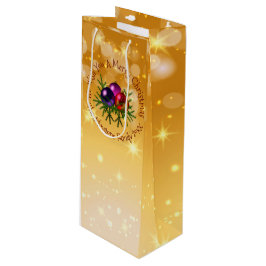Sacola Para Vinho Adicione um nome correspondente ao Natal no Dourad