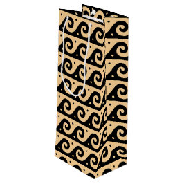 Sacola Para Vinho Adorno Grego, Padrão de Onda Mediterrâneo, Marrom