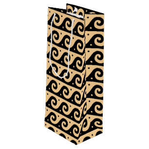 Sacola Para Vinho Adorno Grego, Padrão de Onda Mediterrâneo, Marrom