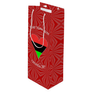 Sacola Para Vinho African American Flag Heart Funky Personalizado
