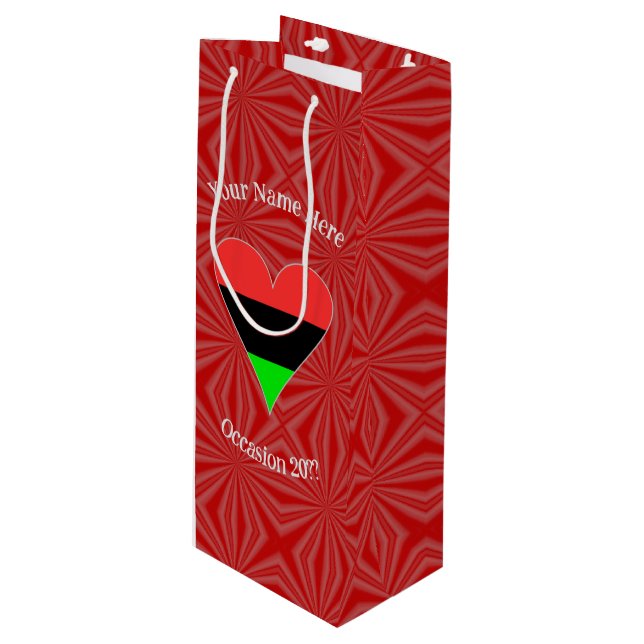 Sacola Para Vinho African American Flag Heart Funky Personalizado (Frente inclinada)