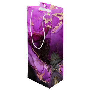 Sacola Para Vinho Agate Marblando Preto Roxo Dourado Grande Saco de