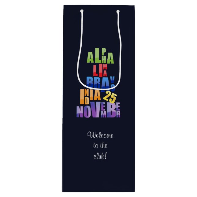 Sacola Para Vinho Albin 25 Alfabeto Fonético (Frente)