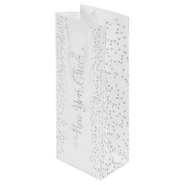 Sacola Para Vinho Alegria de Ano Novo, Flocos de Neve Silver Glitter