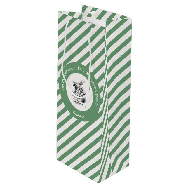 Sacola Para Vinho Alice no País das Maravilhas do Coelho Branco (Frente inclinada)