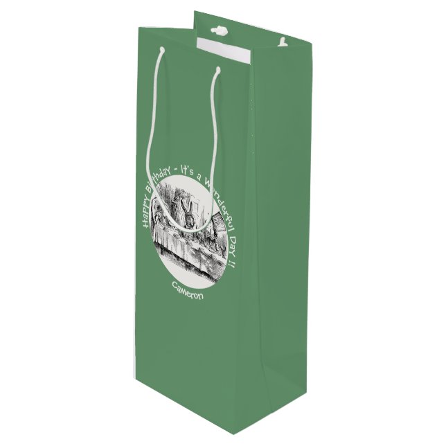 Sacola Para Vinho Alice no Partido das Maravilhas - Festa do Chá de  (Frente inclinada)