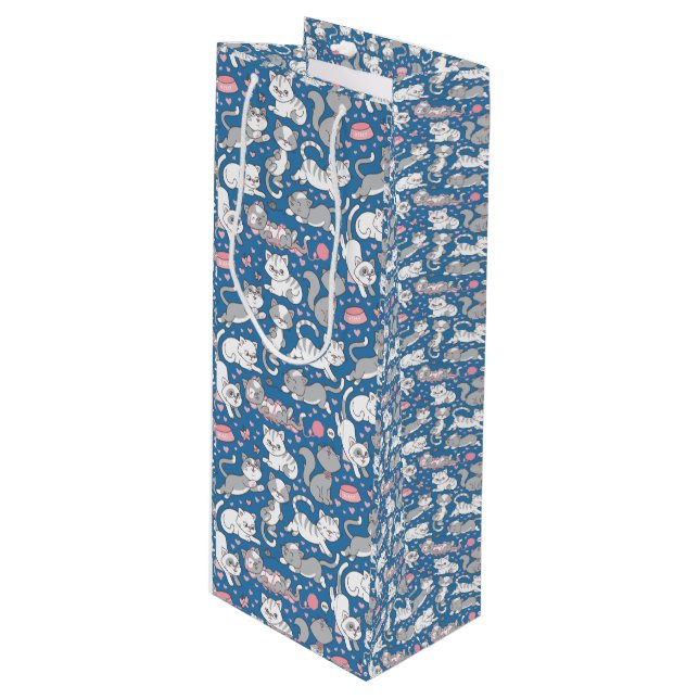 Sacola Para Vinho Amor de Gatinho Bonito (Frente inclinada)