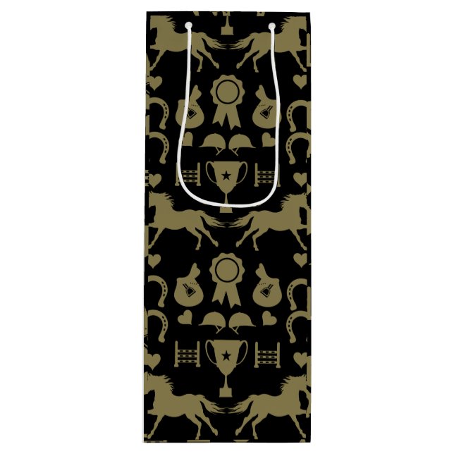 Sacola Para Vinho Anel Horseback Dourado (Frente)