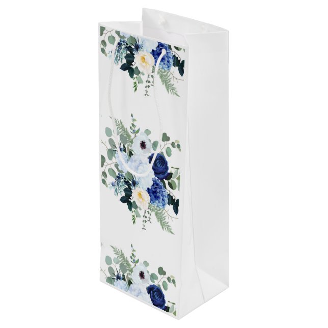 Sacola Para Vinho Anemone Hydrangea Rosa White background (Verso inclinado)