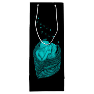 Sacola Para Vinho Angels Kissing, Design preto e verde