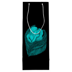 Sacola Para Vinho Angels Kissing, Design preto e verde