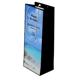 Sacola Para Vinho Aniversário de Praia Tropical Turquesa Linda