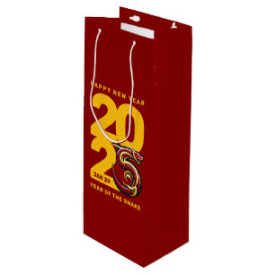 Sacola Para Vinho Ano Dourado Vermelho do Cobra de 2025