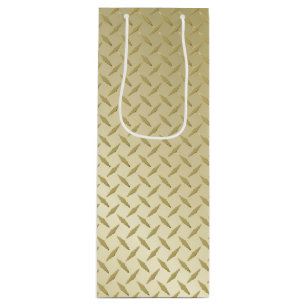 Sacola Para Vinho Aparência de Metal Dourado Diamantado