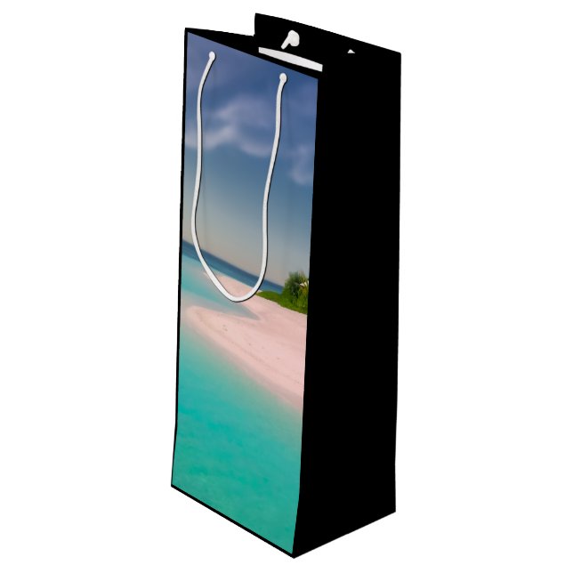 Sacola Para Vinho Aquamarine Ocean Tropical Beach Scenic (Verso inclinado)