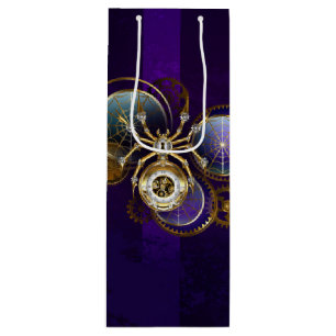 Sacola Para Vinho Aranha Steampunk no fundo roxo