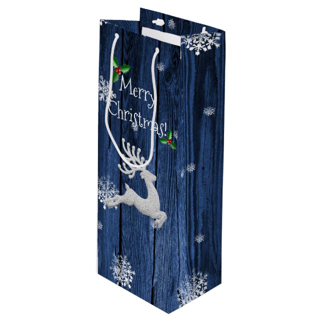 Sacola Para Vinho Arena de Natal Russa Azul - Bolsa de Presente de V (Frente inclinada)
