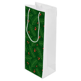 Sacola Para Vinho Arranjo de Natal Folhagens e Bagas Artesanal Festa