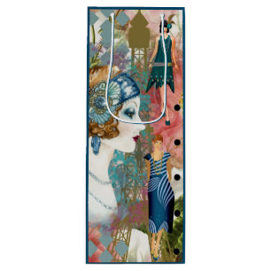 Sacola Para Vinho Art Deco Flappers Gift Bag