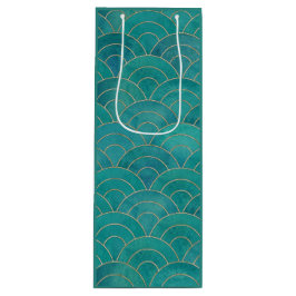 Sacola Para Vinho Art Deco Teal e Dourado