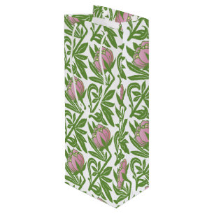 Sacola Para Vinho Art Nouveau água rosa lírios papel de parede