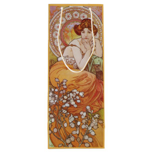 Sacola Para Vinho Art Nouveau Antiga Topaz Lady Alphonse Mucha