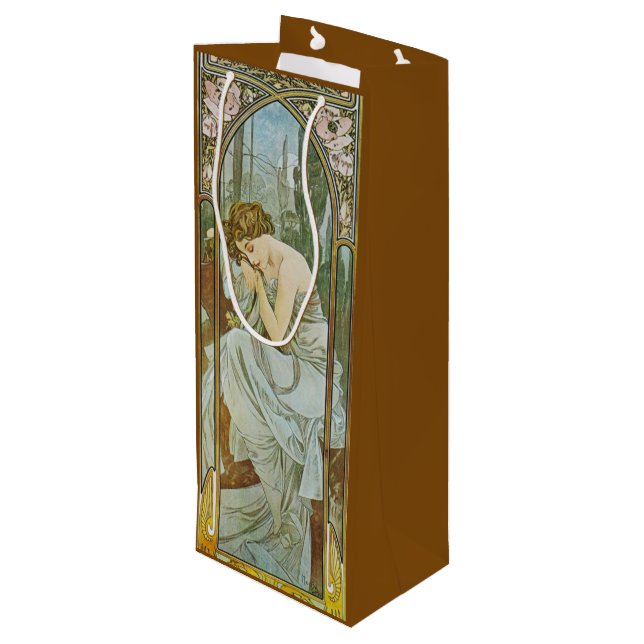 Sacola Para Vinho Art Nouveau Mucha Lady Sleeping Night Rest (Verso inclinado)