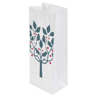 Sacola Para Vinho árvore de frutos vermelhos e verdes