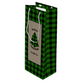 Sacola Para Vinho Árvore de Natal da Xadrez de Buffalo Verde