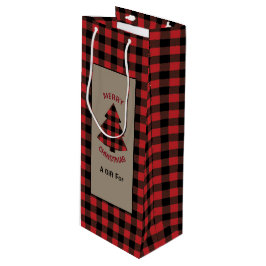 Sacola Para Vinho Árvore de Natal da Xadrez de Buffalo Vermelha
