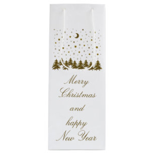 Sacola Para Vinho Árvore de Natal de ouro faísca, lua, estrelas de N