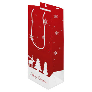 Sacola Para Vinho Árvore de Natal Rena Boneco de Neve
