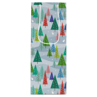 Sacola Para Vinho Árvores de Natal de inverno Retroinspiradas