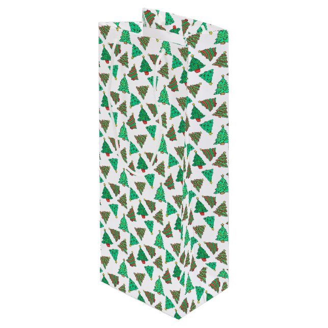 Sacola Para Vinho Árvores de Natal Decoradas (Verso inclinado)