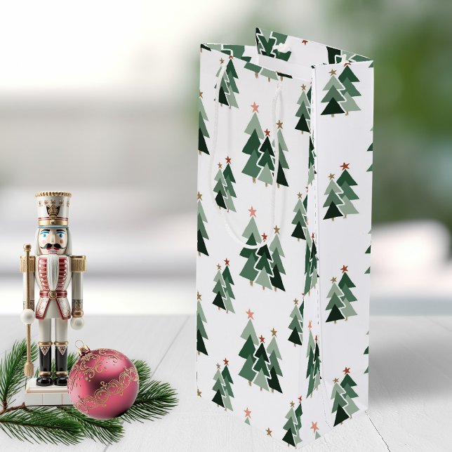 Sacola Para Vinho Árvores de Natal Modernas e Bonitas (Cute Modern Christmas Trees Wine Gift Bag)