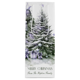 Sacola Para Vinho Árvores de Natal Roxas e Verdes - Bolsa de Present