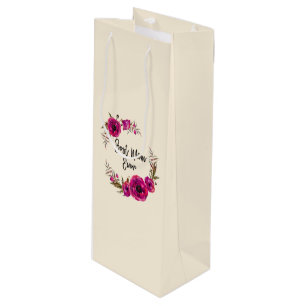Sacola Para Vinho As papoilas florais fúcsia cor-de-rosa envolvem a